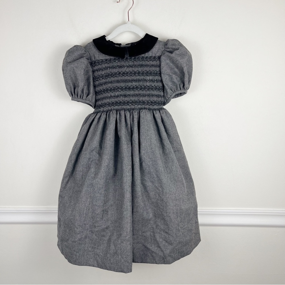 Isabel Garreton Gray Charcoal 100% Wool Long Puffed Dress Size 4